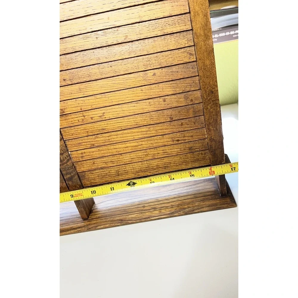 Vintage Antique Wood Wall Spice Rack Copper Hardware 14